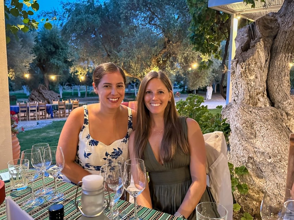 Stephanie & Sara at Manousakis Winery, one of the best things to do on Crete