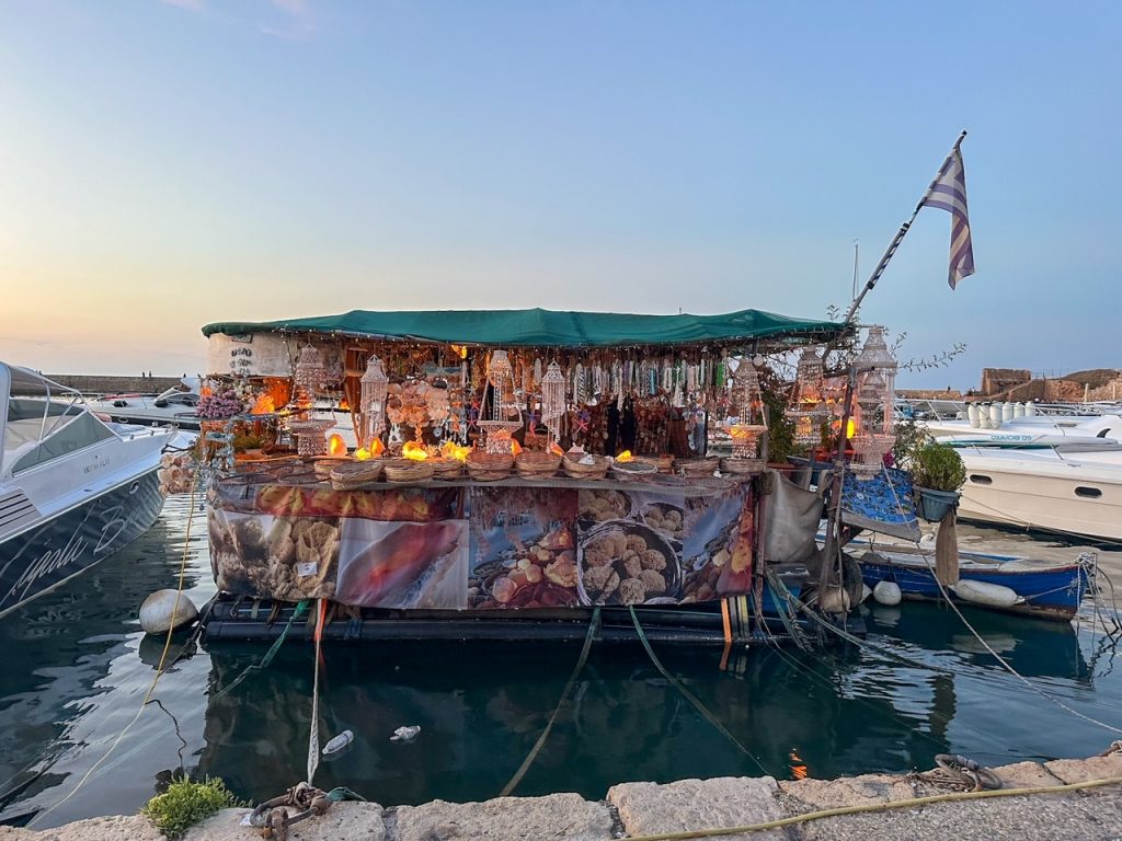 a floating market at the Venetian Harbor in Chania