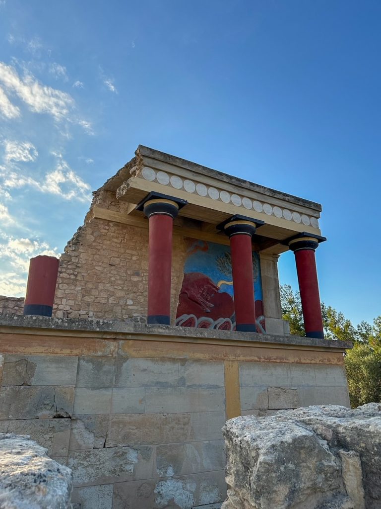 bull fresco at the Palace of Knossos