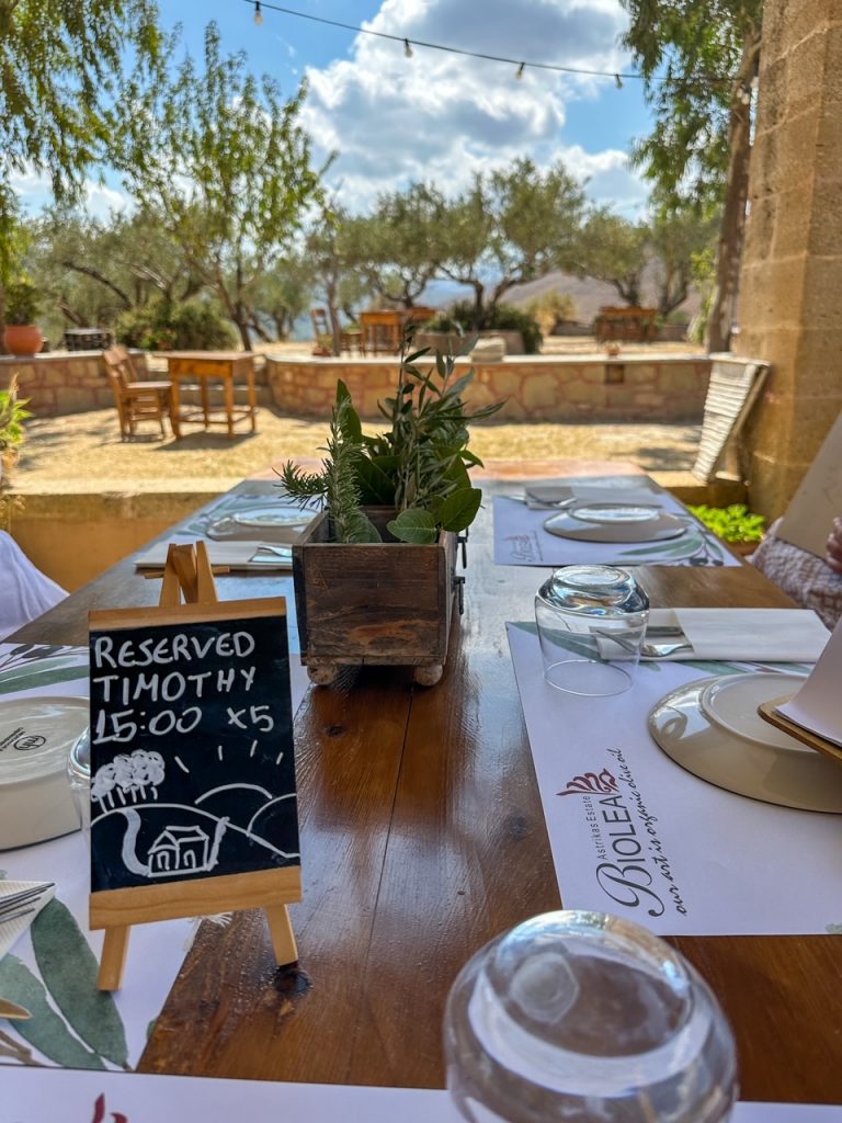 our table reservation at Biolea Astrikas Estate