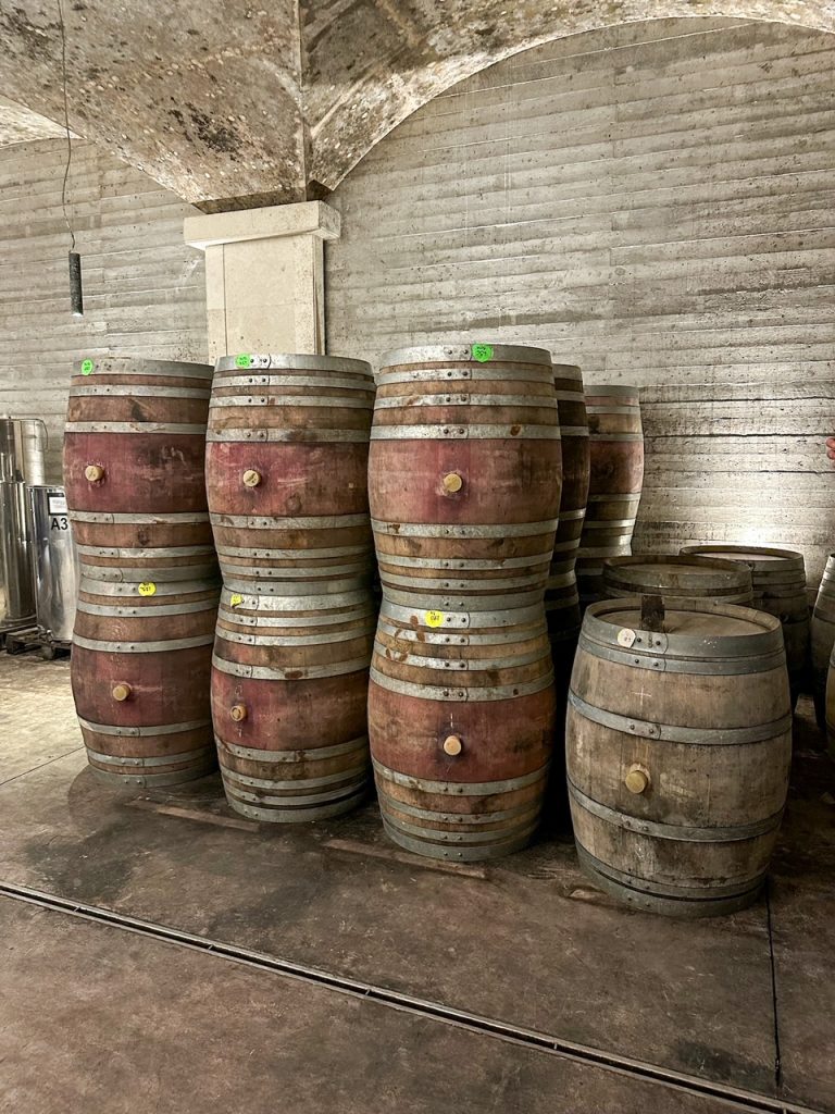 wine barrels at Manousakis Winery