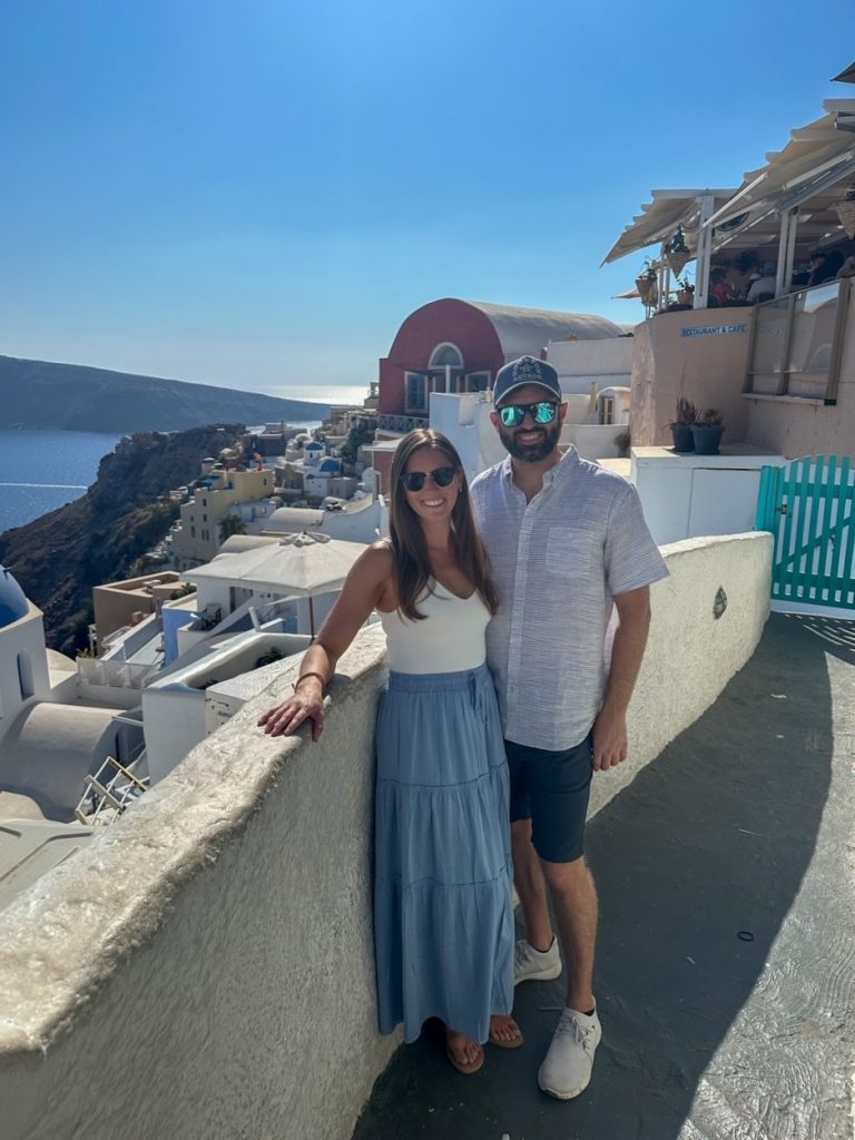Sara & Tim on the island of Santorini