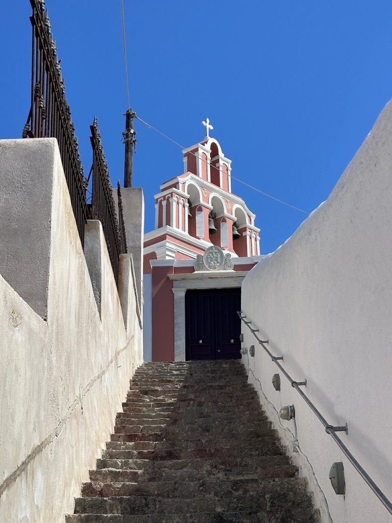 a charming walkway in Fira