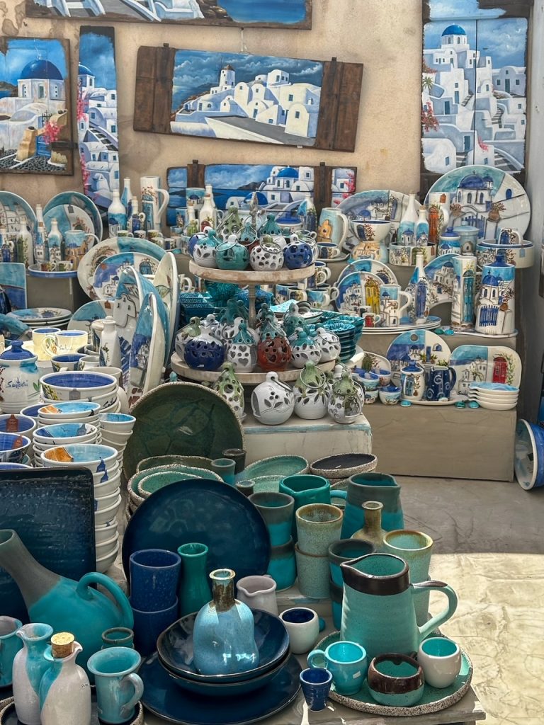 ceramics at one of the shops in Oia