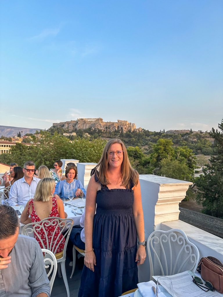 Courtney on the rooftop at Kuzina