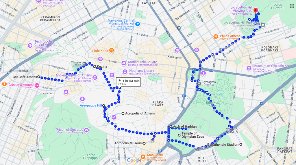 Map of Athens Greece