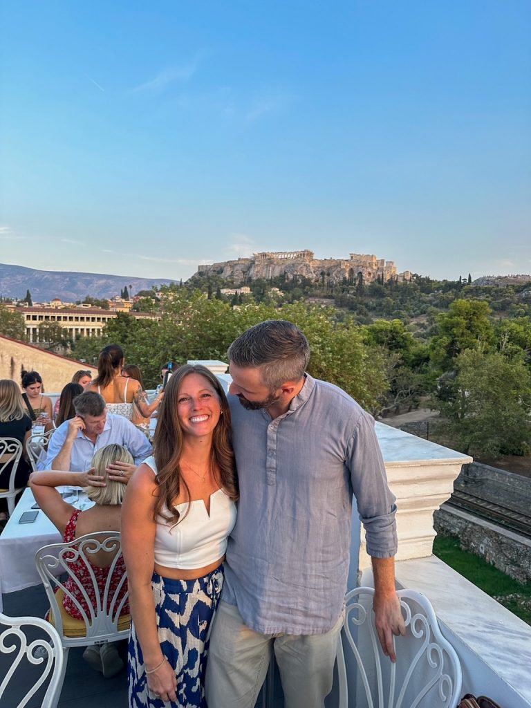Sara & Tim being silly at Kuzina in Athens