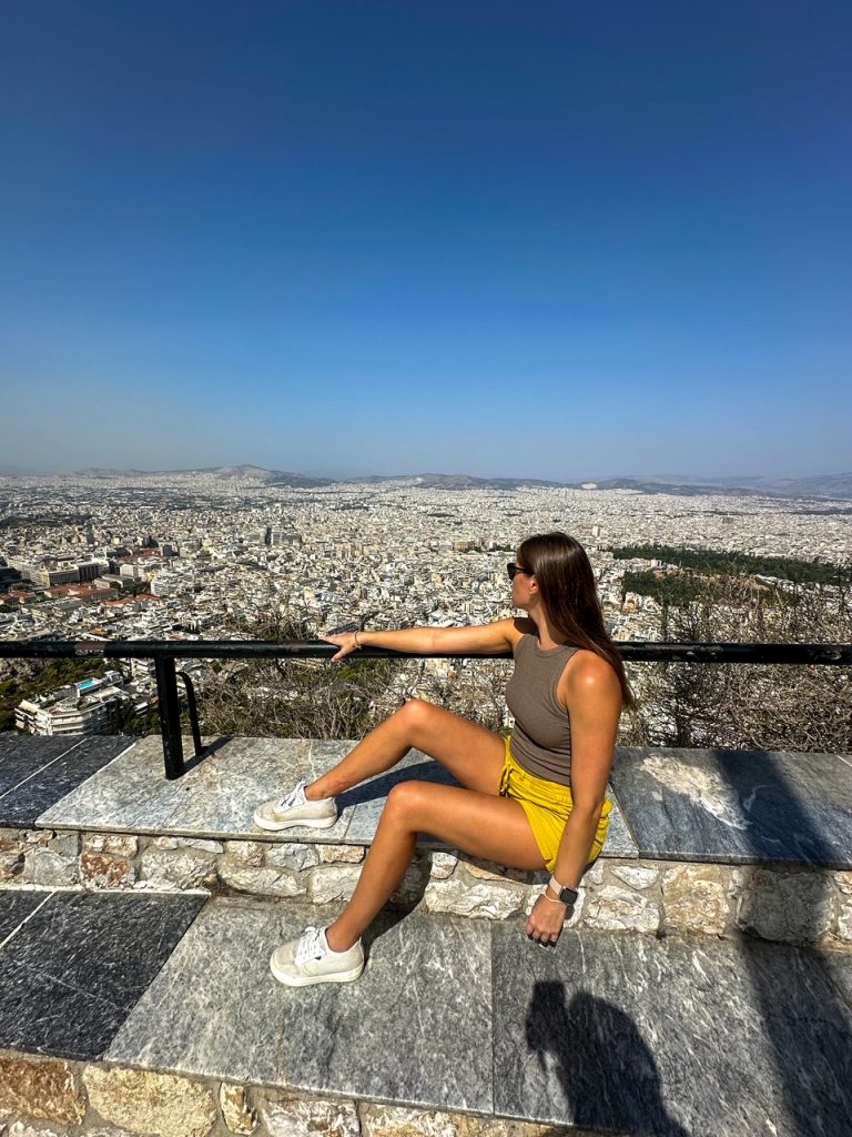 Sara admiring the views from Lycabettus Hill
