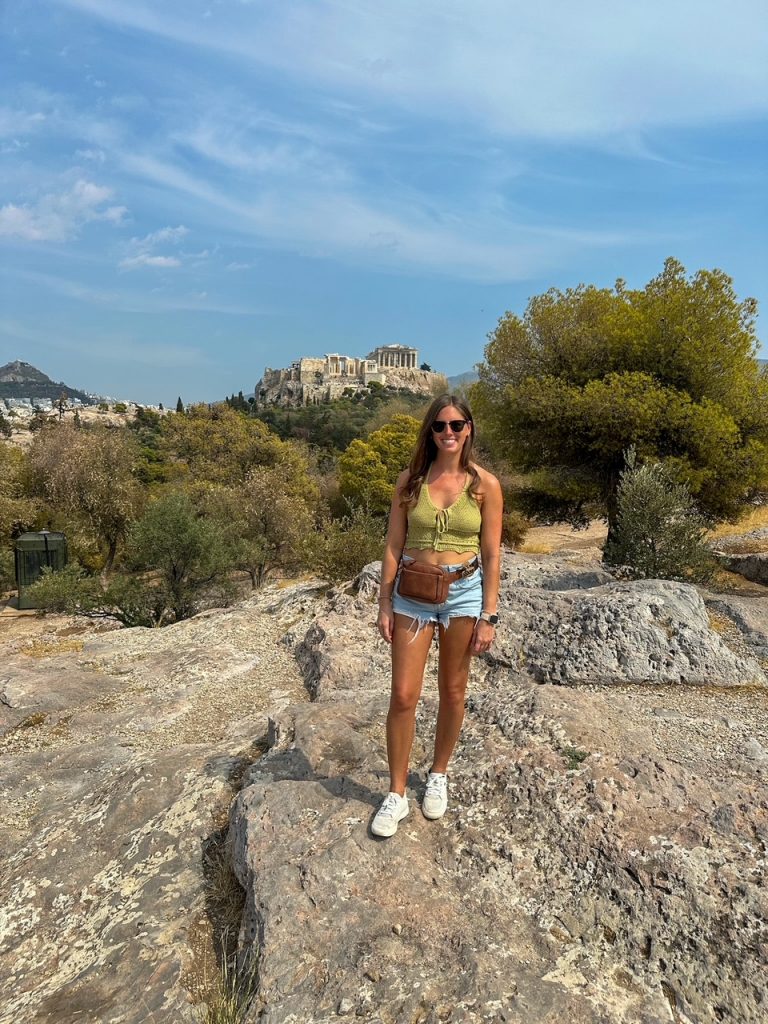 Sara on Areopagus Hill in Athens
