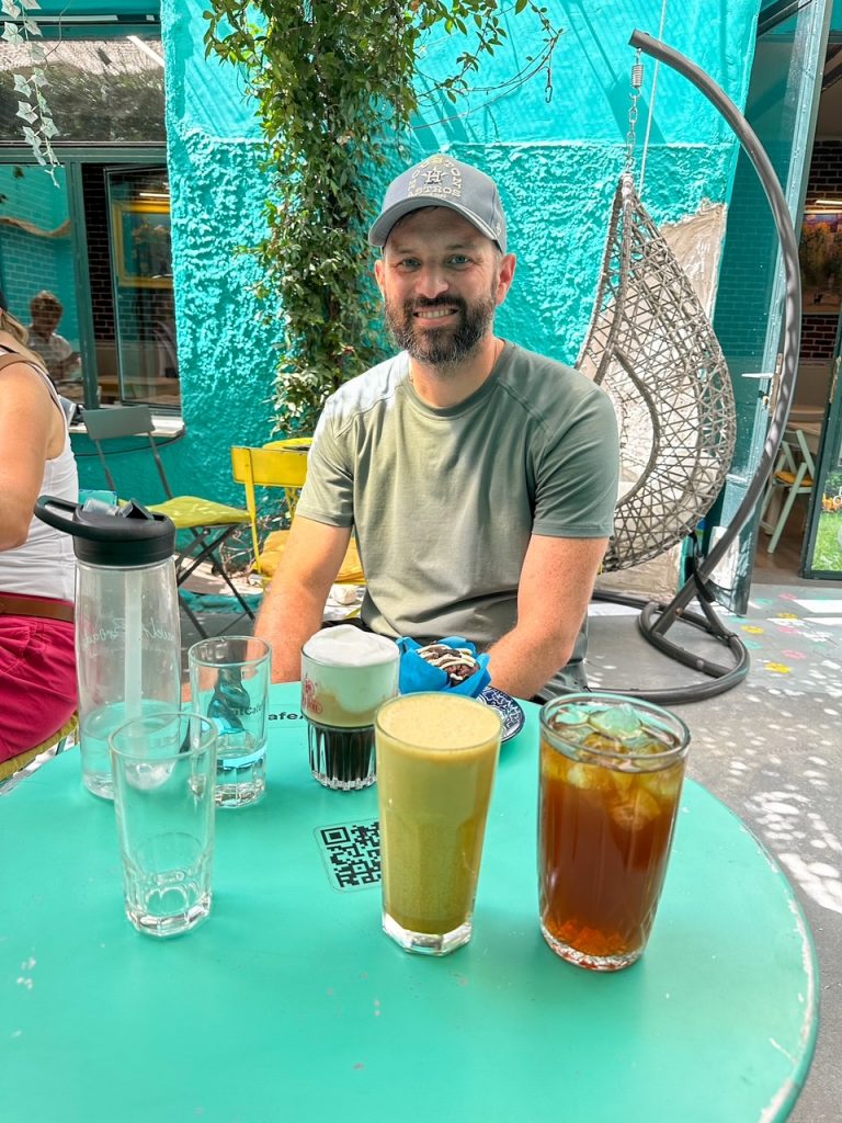 Tim at the Cat Cafe Athens