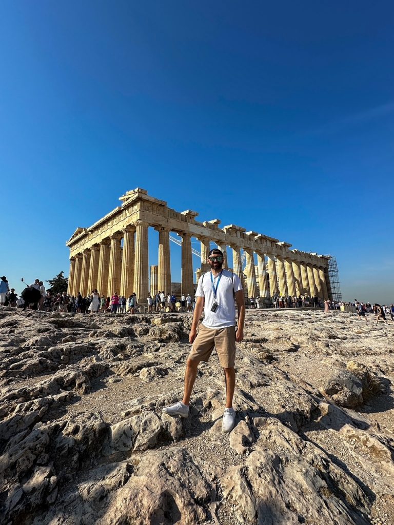 Tim at the Parthenon, one of the best things to do in Athens