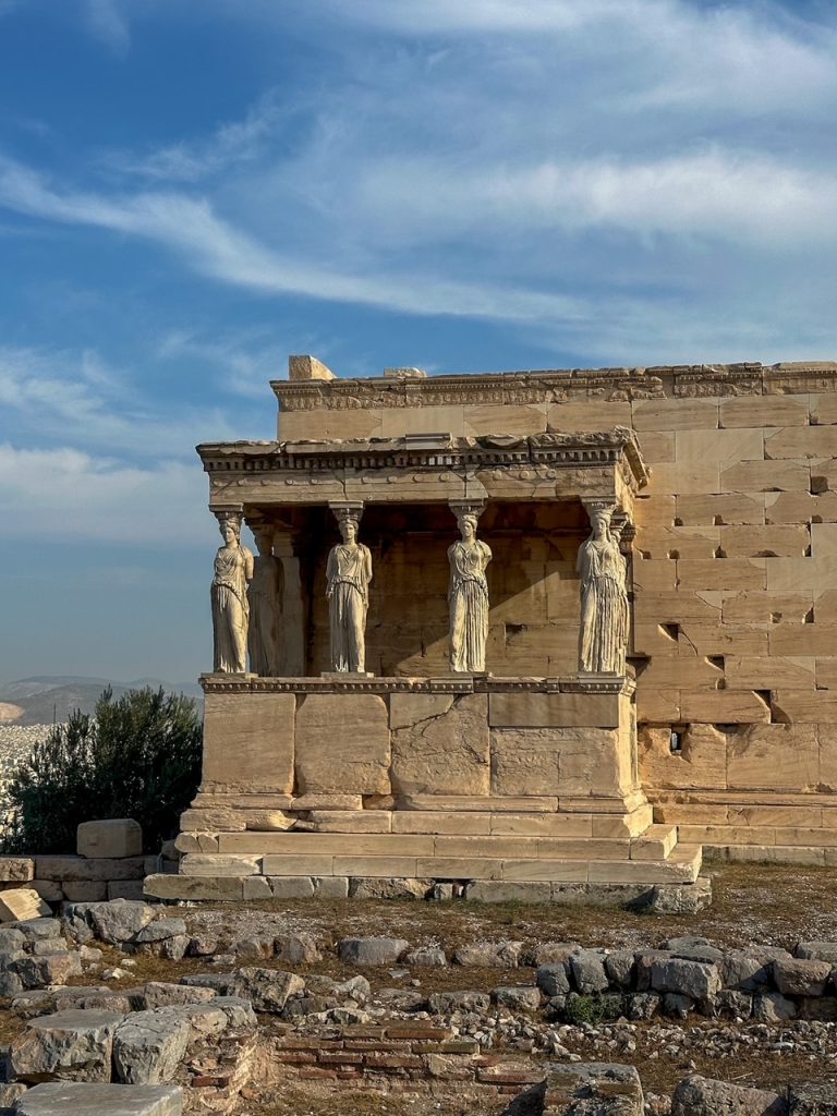 a close-up of the Erechtheion at the Acropolis