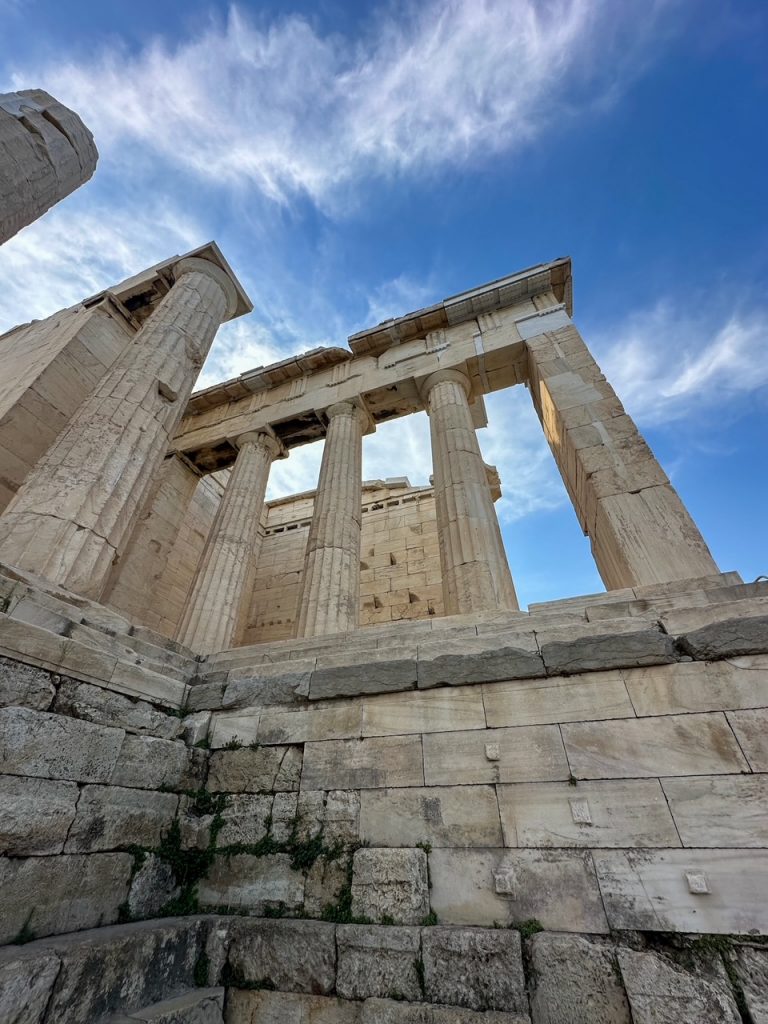 a cool view of the Propylaea at the Acropolis of Athens