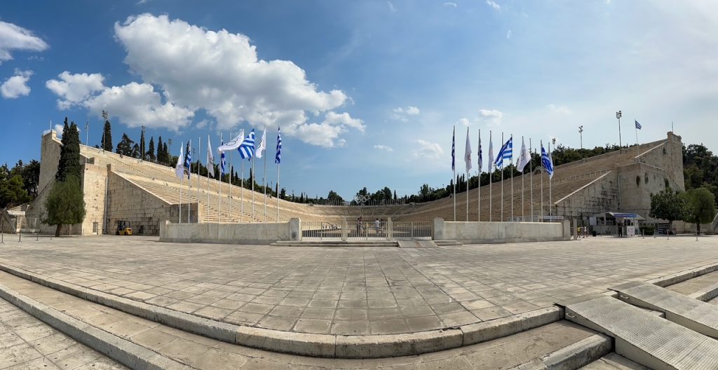 a panoramic view of the Panathenaic Stadium, a must-see during your 3 days in Athens