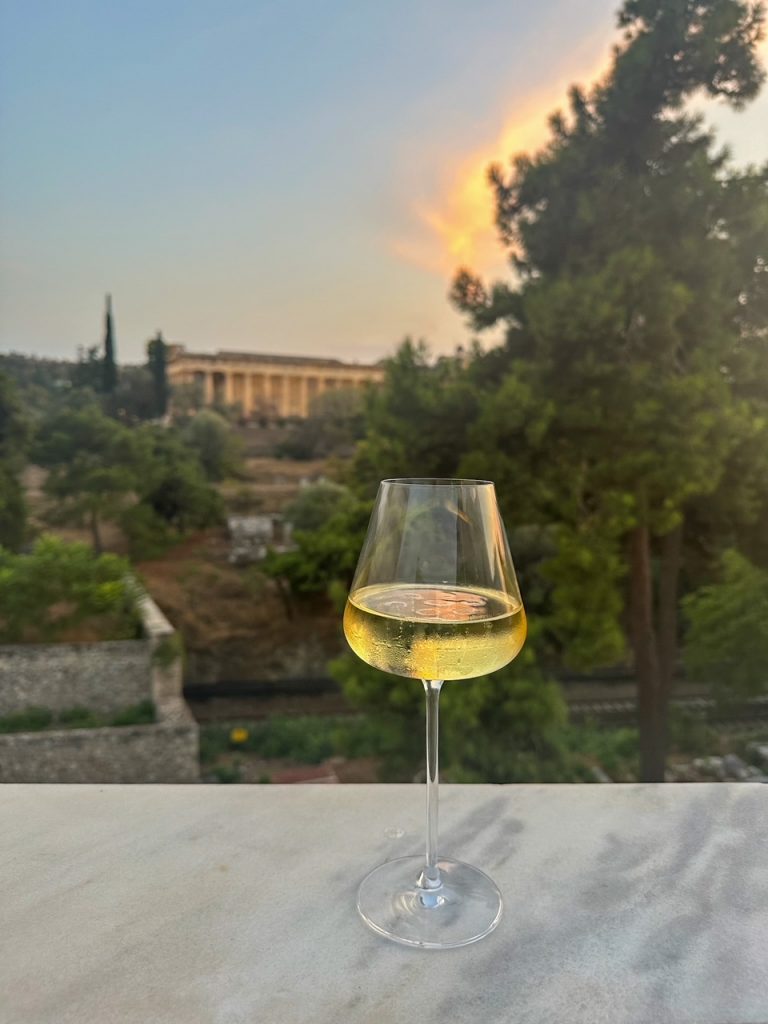 a view of the Temple of Hephaestus from the Kuzina rooftop