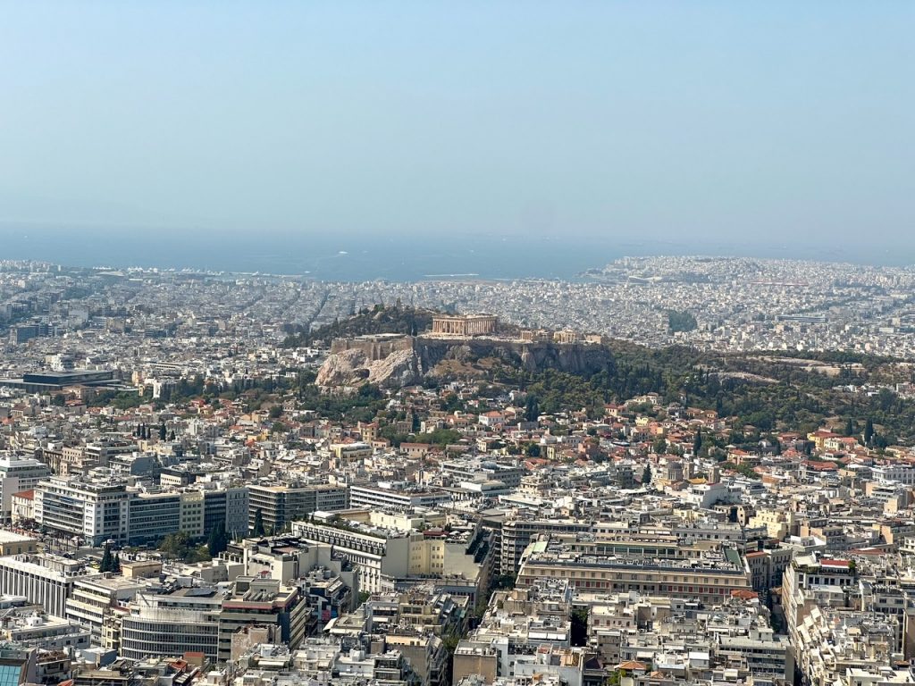 an epic view of the Parthenon from Lycabettus Hill, a must-see during your 3 days in Athens