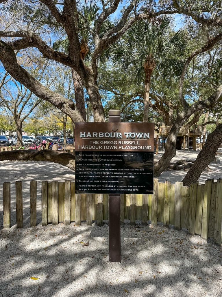 Gregg Russell Harbour Town Playground sign