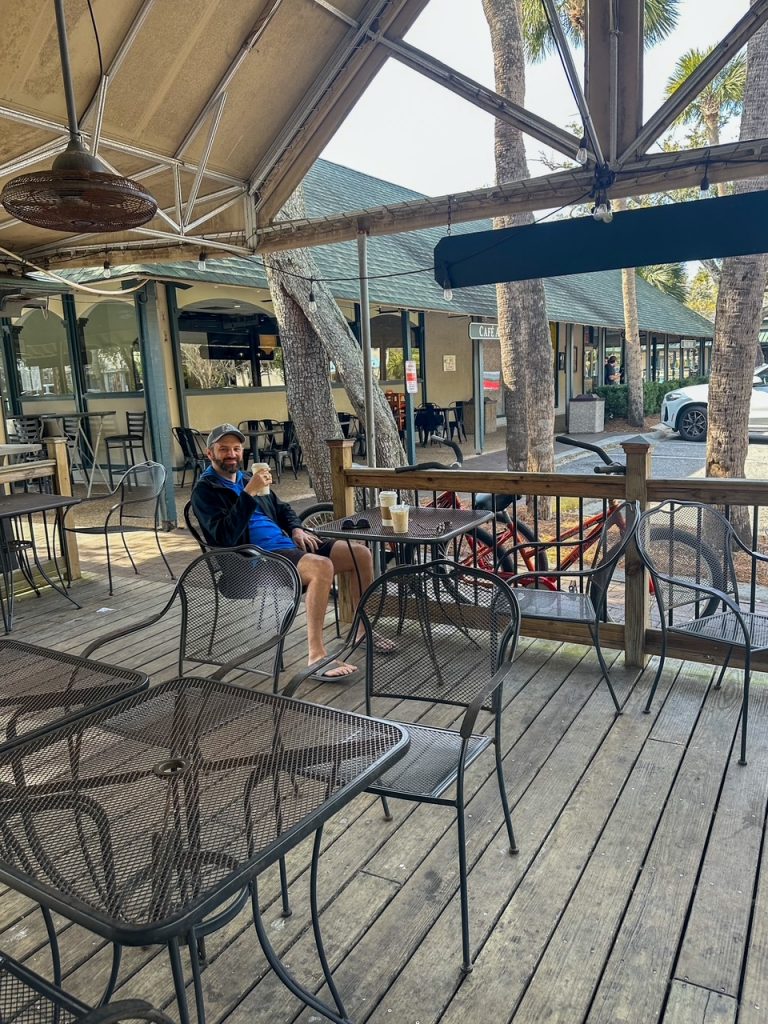 Tim hanging out at Sweet Al's at Coligny Plaza Shopping Center in Hilton Head