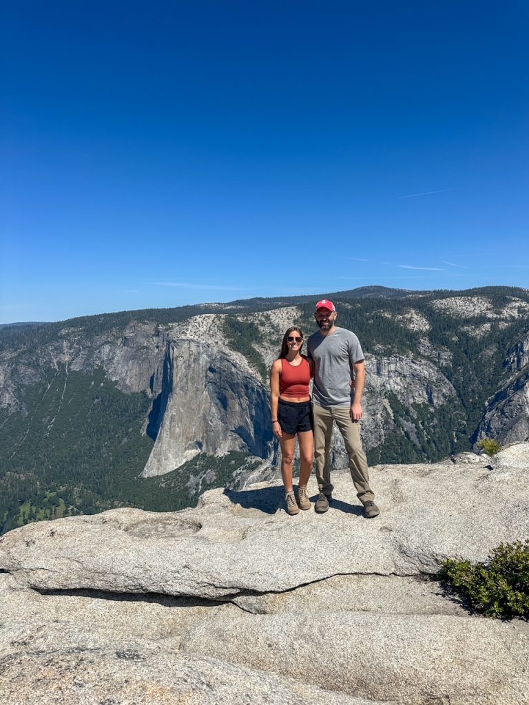 Sara and Tim at Taft Point overlooking Yosemite Valley and El Capitan in Yosemite National Park