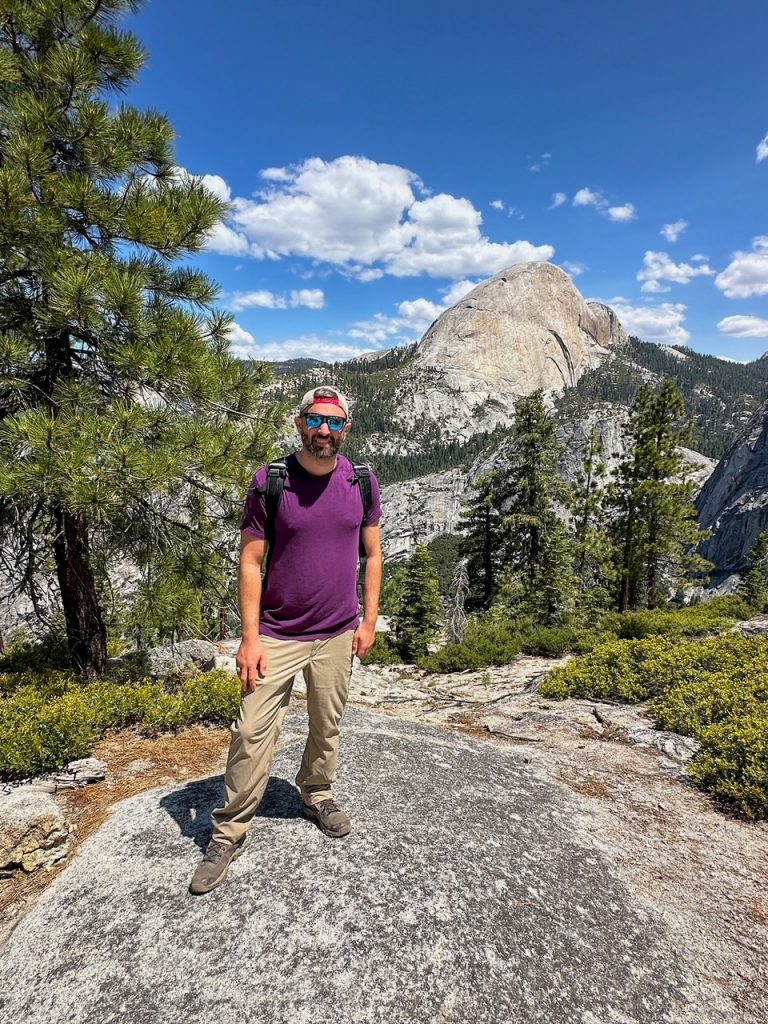 Tim in front of the back side of Half Dome along the Panorama Trail in Yosemite