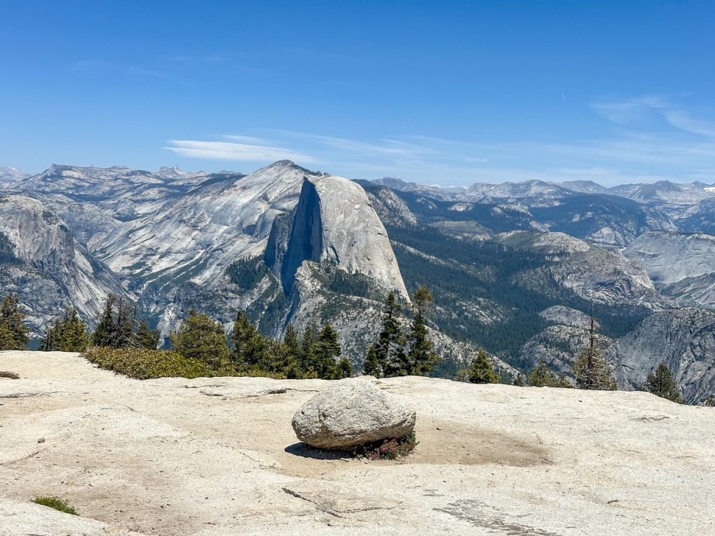 an incredible shot of Half Dome as seen from the top of Sentinel Dome in Yosemite National Park