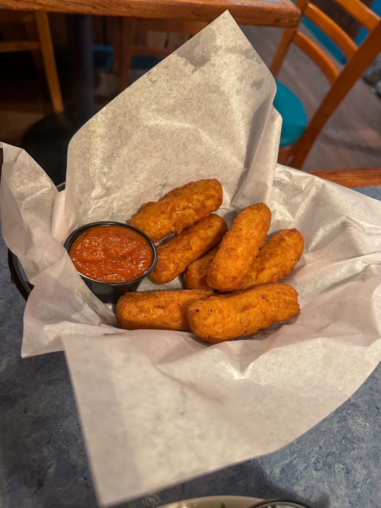 our mozzarella sticks from the Lucky Buck Cafe in Buck Meadows