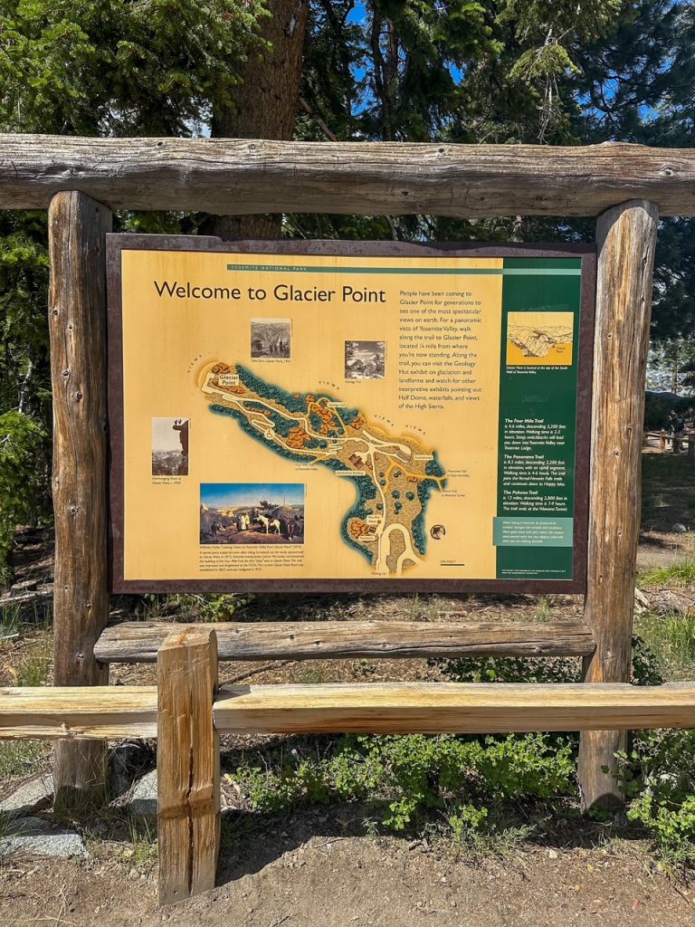 the Glacier Point sign in Yosemite National Park