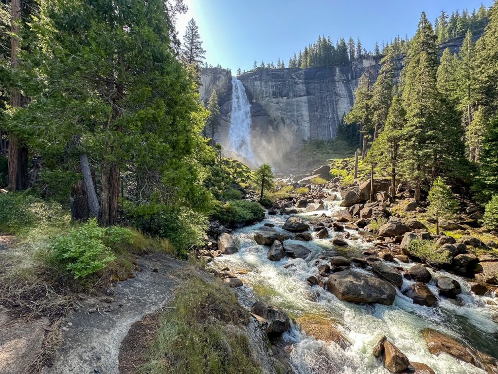 walking up to Nevada Fall along the Mist Trail in Yosemite National Park