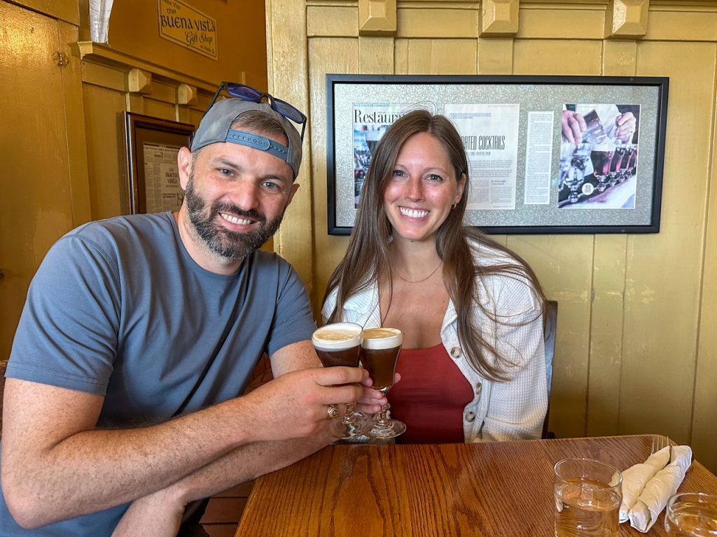 Sara and Tim at The Buena Vista, a famous cafe and restaurant in San Francisco