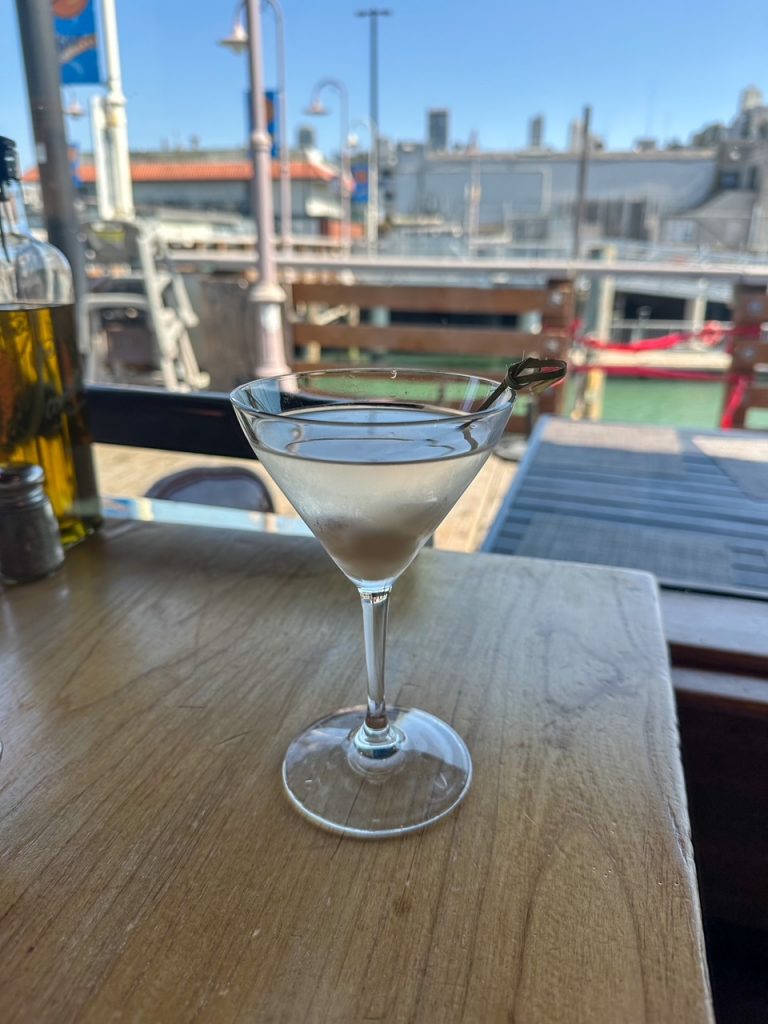 Sara's drink at Scoma's Restaurant at Fisherman's Wharf in San Francisco