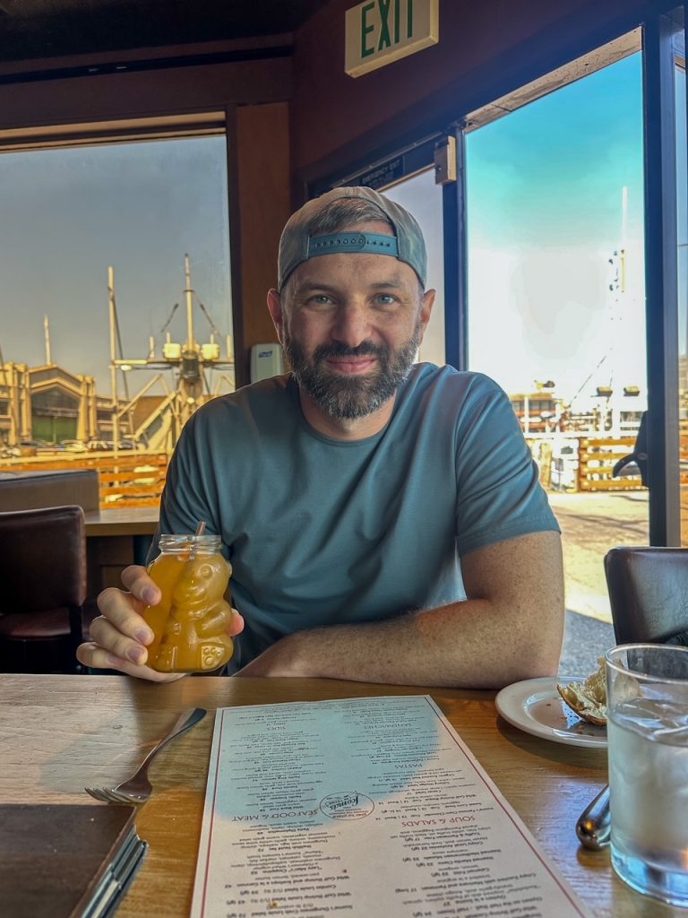 Tim at Scoma's Restaurant at Fisherman's Wharf during one of our 3 days in San Francisco