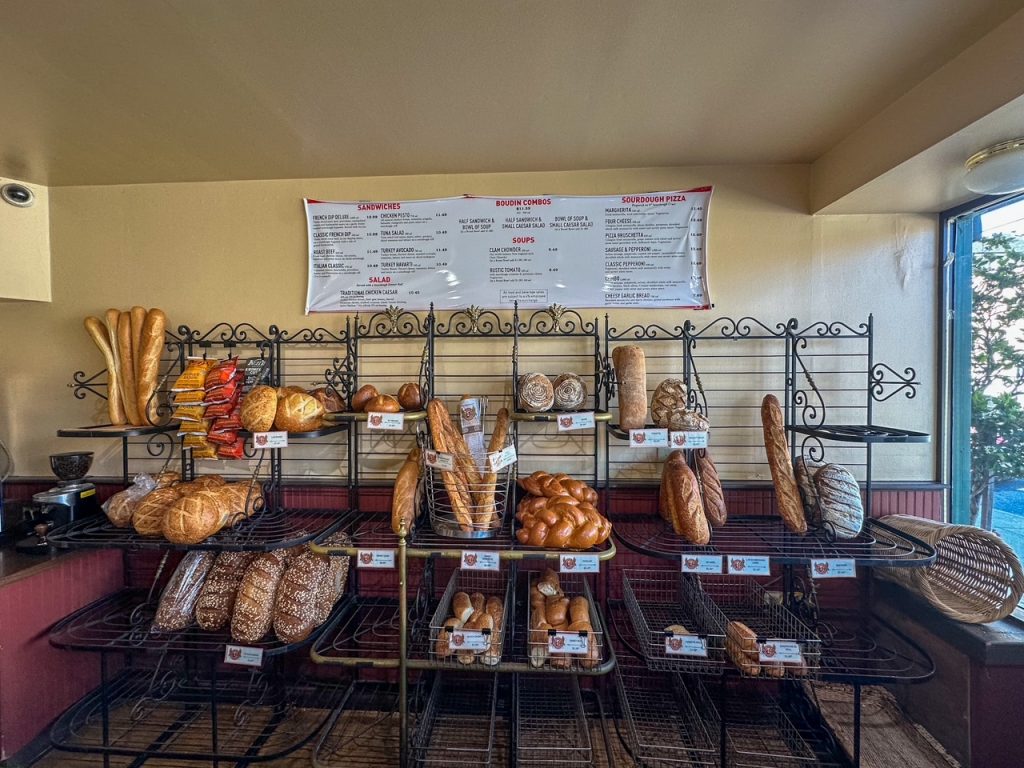 all the fresh bread at Boudin Bakery in San Francisco