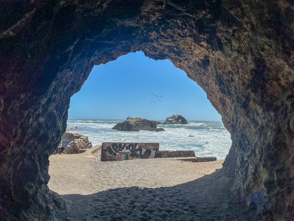 inside a cave at Sutro Baths in San Francisco
