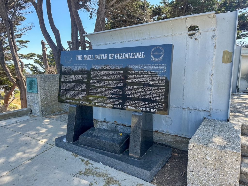signage for the Naval Battle of Guadalcanal at the USS San Francisco Memorial