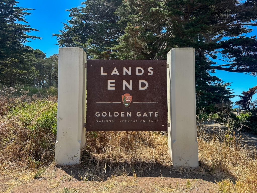 Lands End Golden Gate National Recreation Area sign in San Francisco