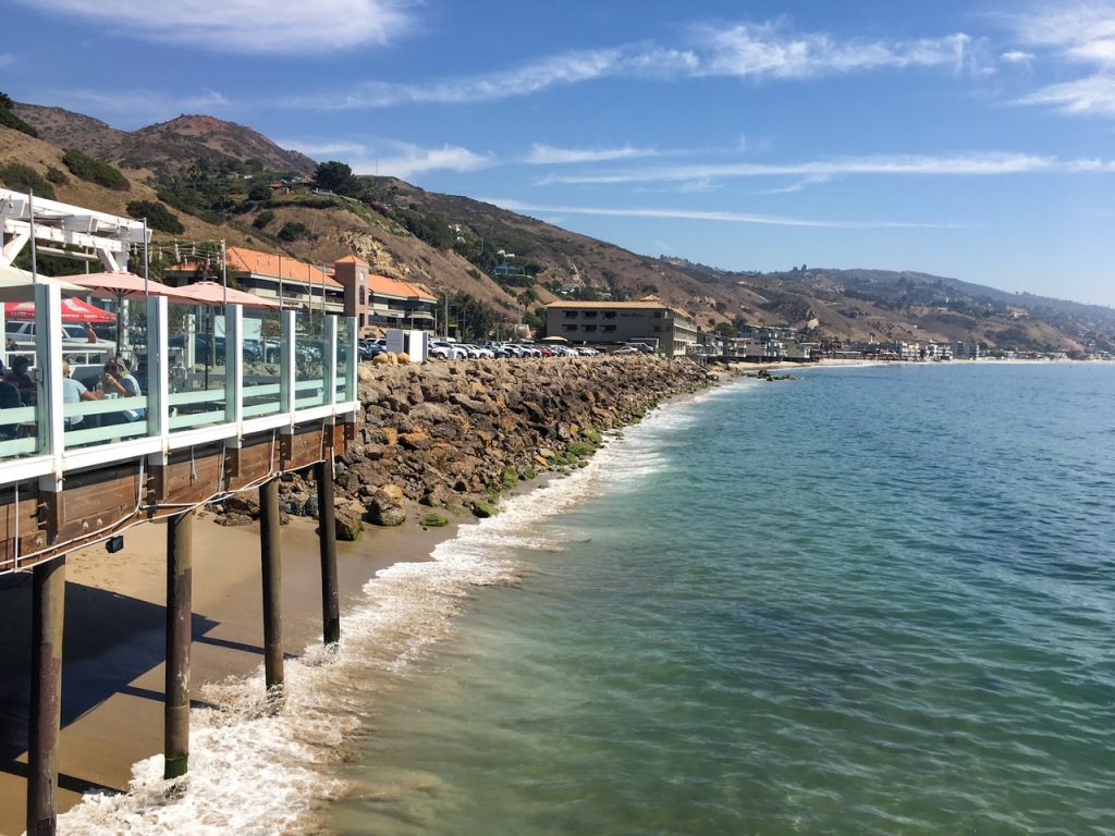 Ocean view from Malibu Pier at Malibu Farm Restaurant along California’s Pacific Coast Highway