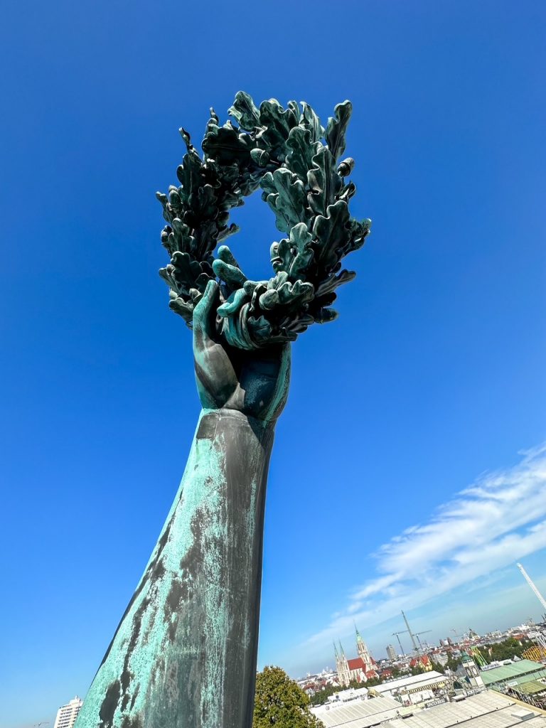 Oak wreath held by Lady Bavaria at Oktoberfest in Munich