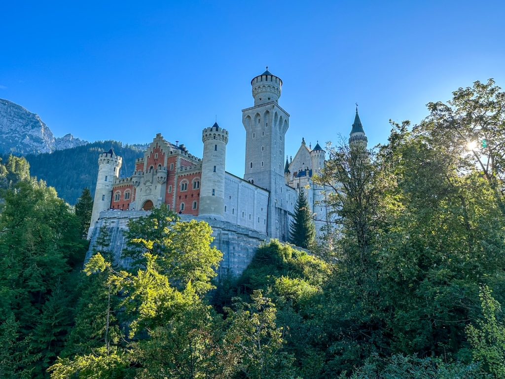Close-up of Neuschwanstein Castle in Bavaria Germany