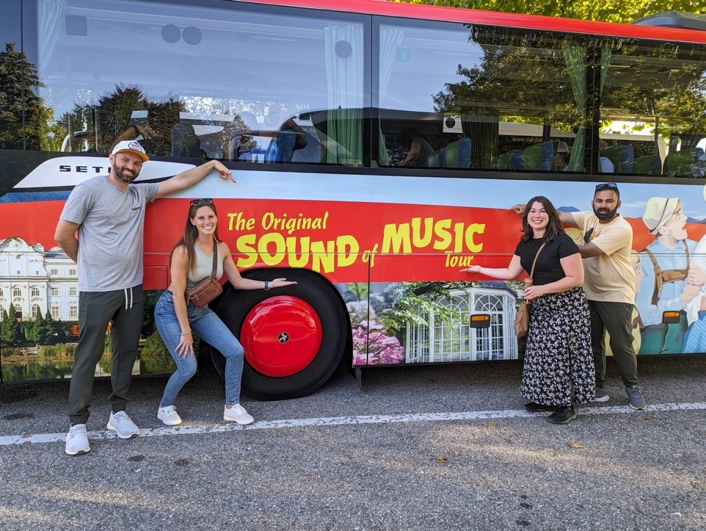 Group of friends on the Sound of Music Tour in Salzburg, Austria