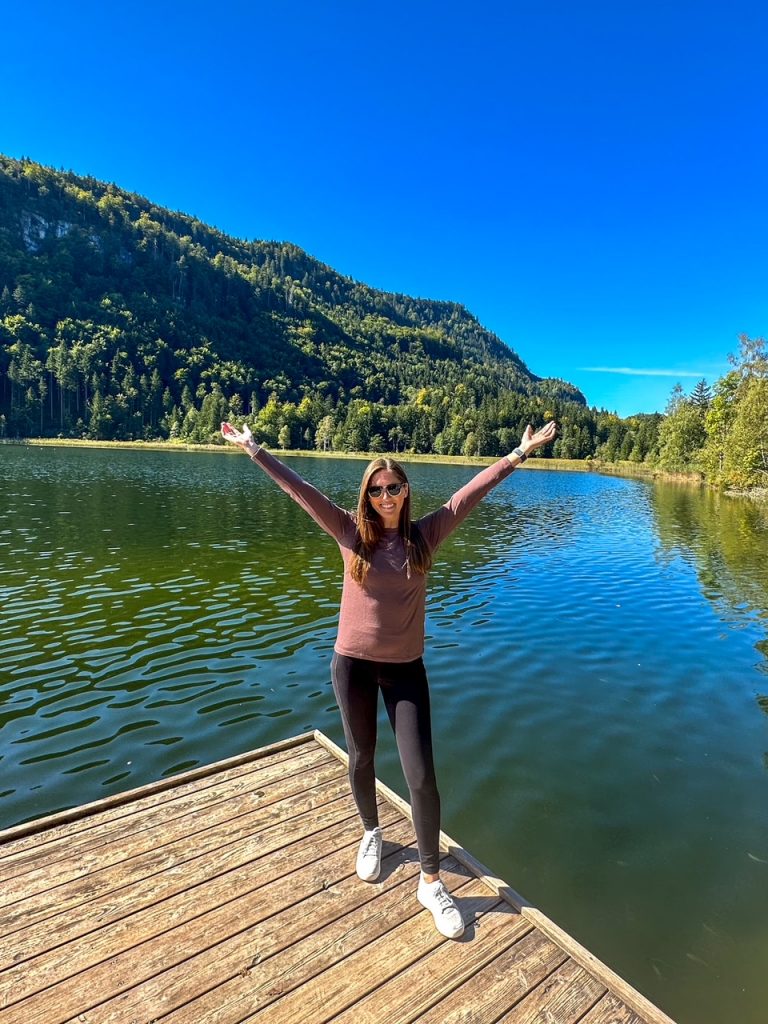 Sara at an Alpine Lake on a Neuschwanstein Castle bike tour