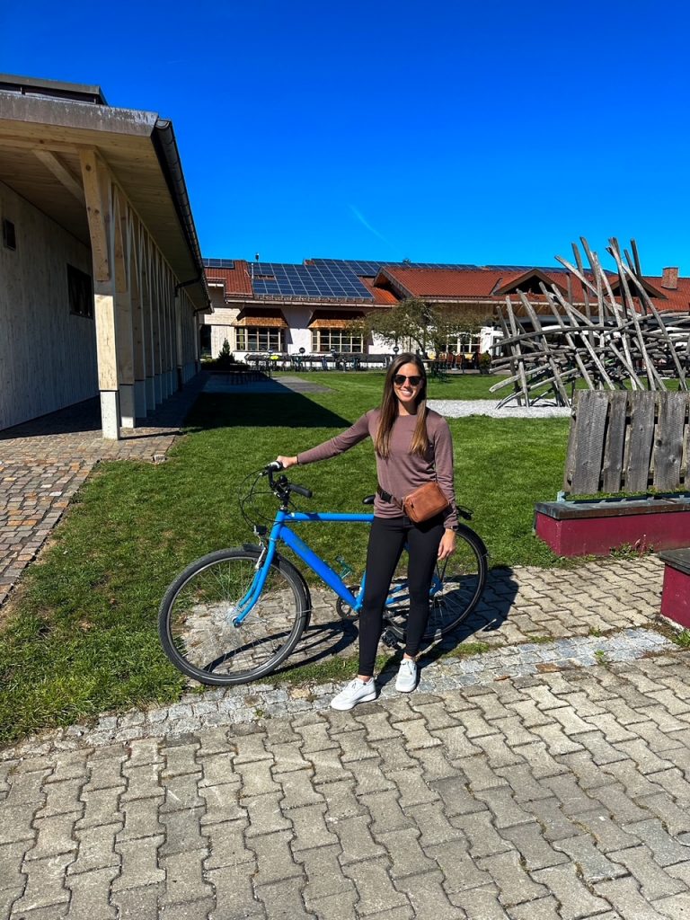 Sara with her bicycle on a Neuschwanstein Castle day trip from Munich