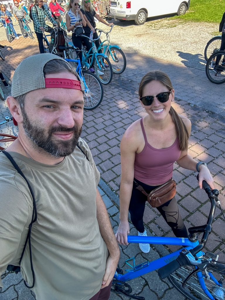 Tim and Sara on a bike ride to Neuschwanstein Castle on a day trip from Munich