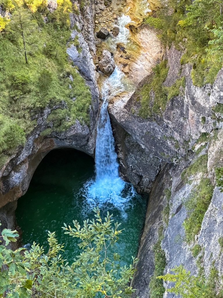 Waterfall under Queen Mary’s Bridge in Bavaria Germany