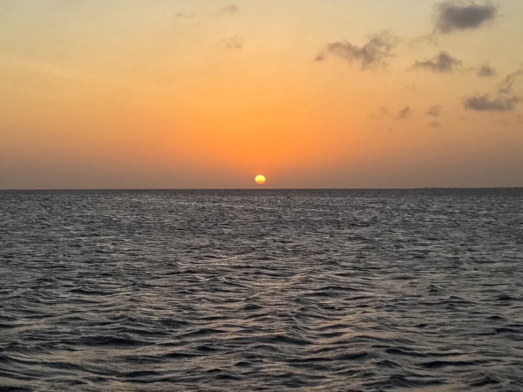 Colorful sunset over the water in Bonaire