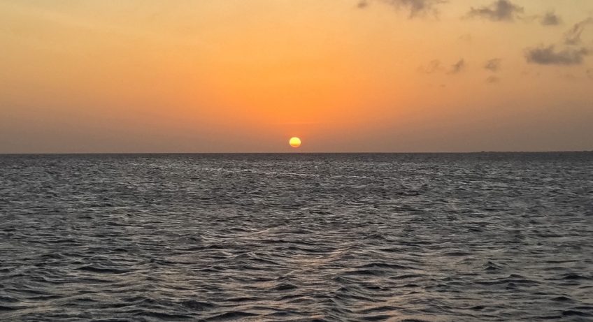 Colorful sunset over the water in Bonaire