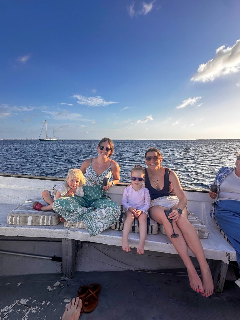 Guests enjoying the Sushi Sunset Boat Tour with Captain Jack in Bonaire