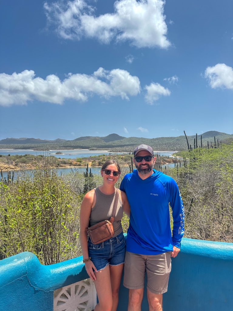 Sara and Tim at Salina Goto viewpoint in northern Bonaire