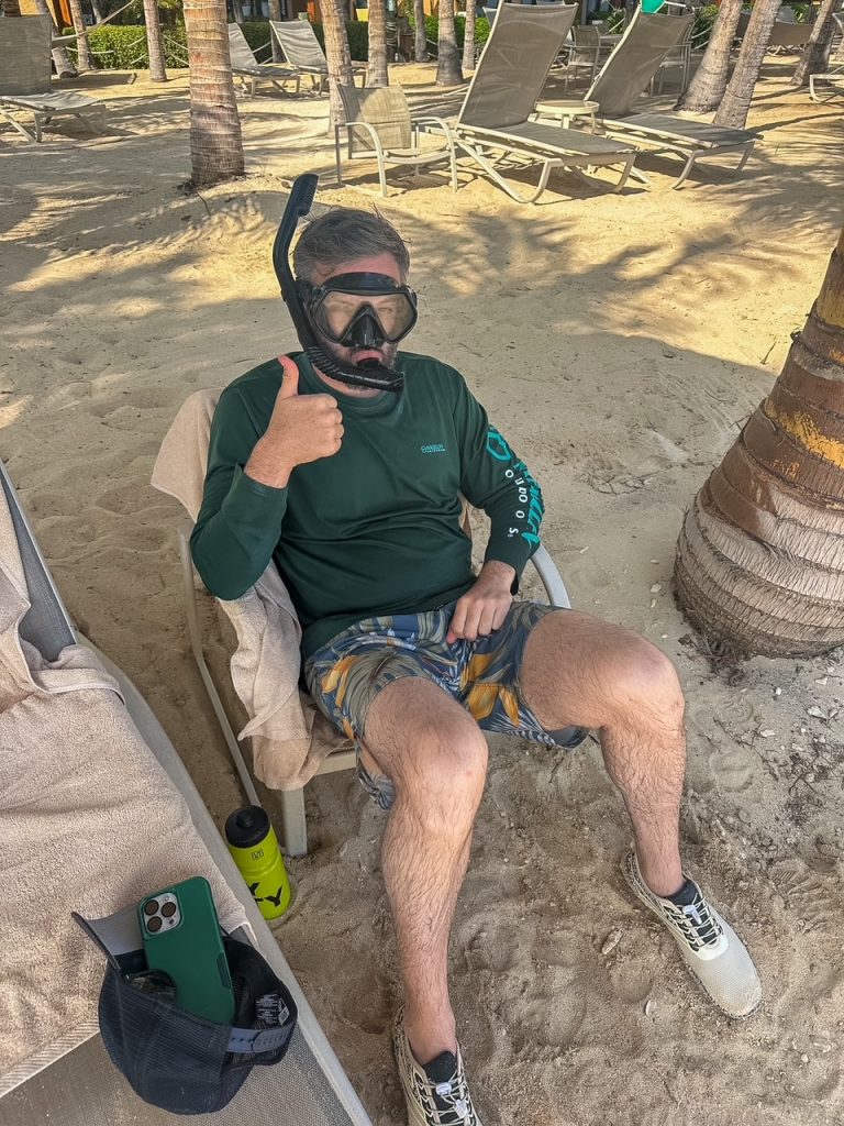 Tim in his snorkeling gear at our resort in Bonaire