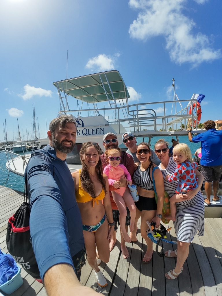 group after a snorkeling boat trip in Bonaire