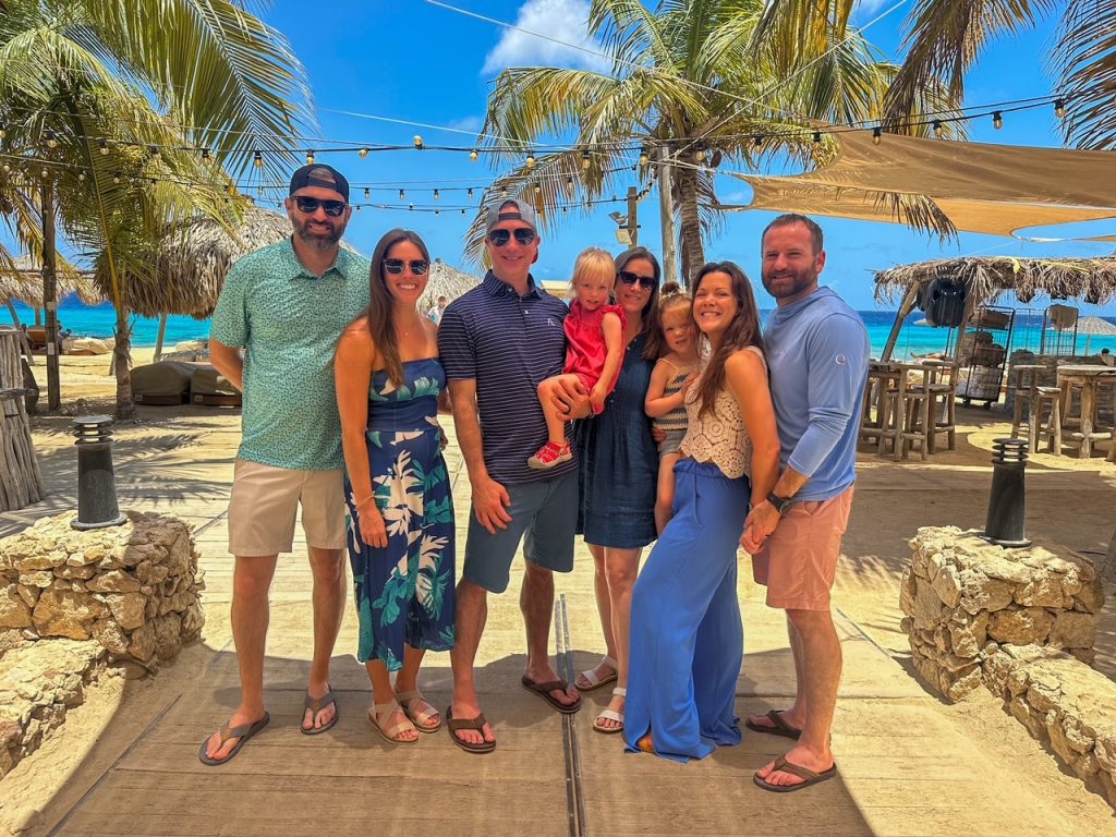 group at brunch at Ocean Oasis Beach Club in Bonaire